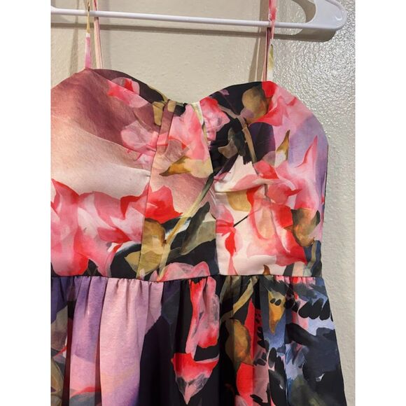 Anthropologie Corey Lynn Calter Dress Women's size 2 pink watercolor floral midi - Picture 3 of 6